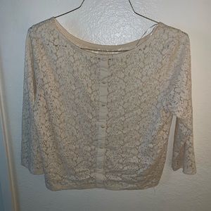 Lace creme crop top
